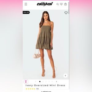 Olive green babydoll shift dress by Edikted